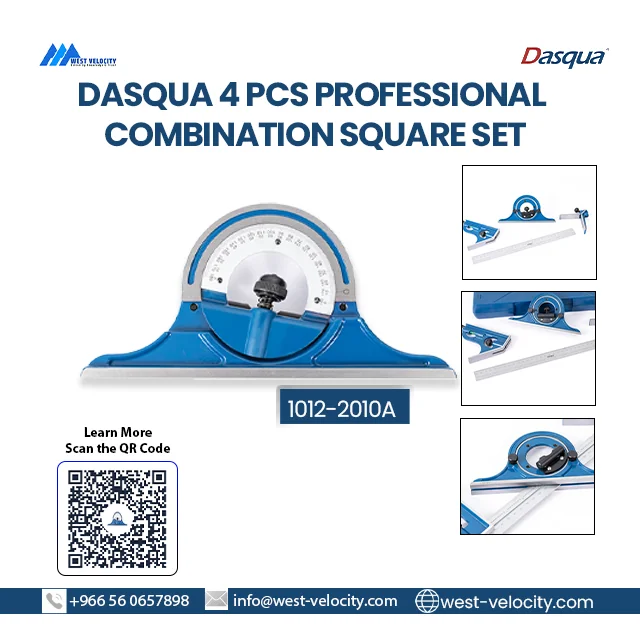 4-Piece Professional Combination Square Set – 300mm (12") Precision Machinist Tool Kit with Protractor and Center Head - Dasqua - SKU: 1012-2010-A - Saudi Arabia