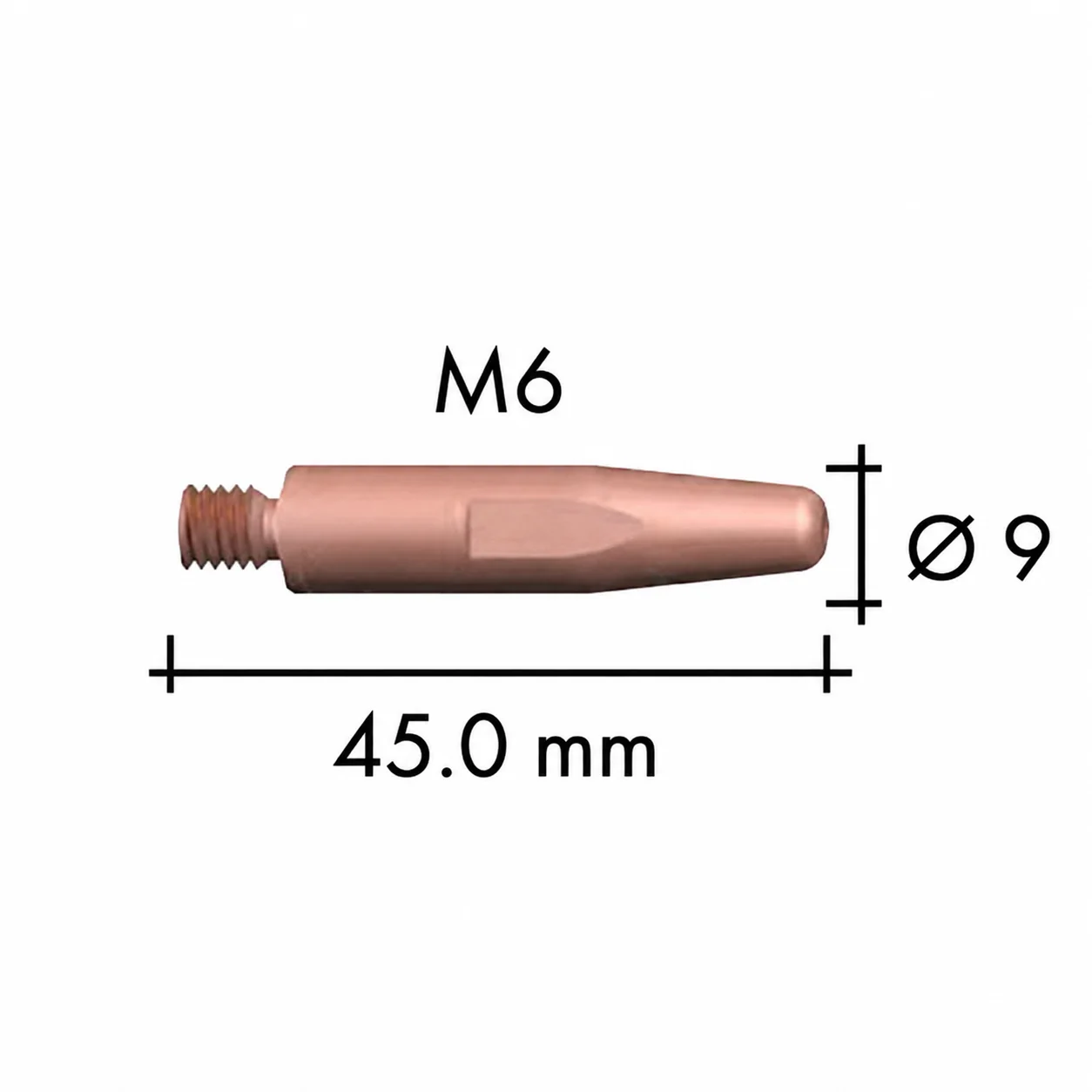 ABIROB 350 GC — contact tip M6 CuCrZr (10 pcs.) (Asia M6 1.2 mm) — front view — ABICOR BINZEL — Contact Tips