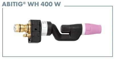 ABITIG WH 400 W — robotic torch neck, liquid cooled (standard 0°) — front view — ABICOR BINZEL — TIG Torch Necks