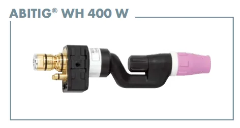 ABITIG WH 400 W — robotic torch neck, liquid cooled (standard 70°) — front view — ABICOR BINZEL — TIG Torch Necks