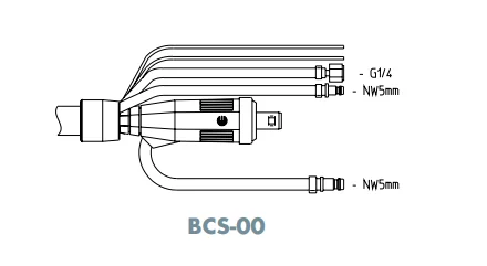ABITIG WH cable assemblies — cable assembly cpl. (BCS) (BCS-00 standard, 4.00 m) — front view — ABICOR BINZEL — TIG Cables & Hoses
