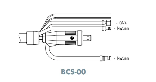 ABITIG WH cable assemblies — cable assembly cpl. (BCS) (BCS-00 standard, 6.00 m) — front view — ABICOR BINZEL — TIG Cables & Hoses