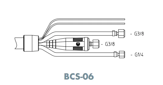 ABITIG WH cable assemblies — cable assembly cpl. (BCS) (BCS-06, 4.00 m) — front view — ABICOR BINZEL — TIG Cables & Hoses
