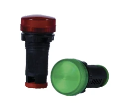 BCH BIL22BRS LED indicating light, standard barrel type, showing illuminated lens and metal housing