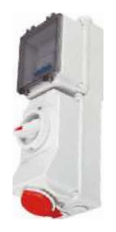 BCH BPX2MID341 Duo Interlock Socket with DIN Rail, Vertical (32A, 3P, 230V, IP44)