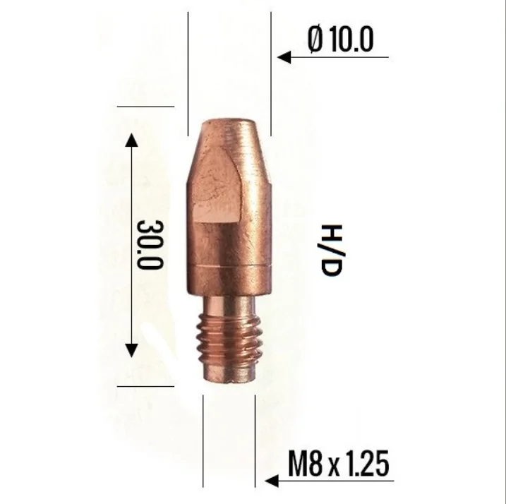 Binzel Contact Tip 0.8mm M8 H/D 140.0117 — front view — ABICOR BINZEL — Welding Consumables & Spare Parts