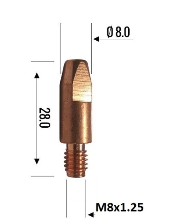 Binzel Contact Tip 1.0mm M6 140.0242 — front view — ABICOR BINZEL — Welding Consumables & Spare Parts