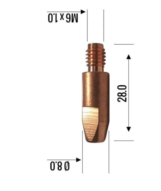 Binzel Contact Tip 1.0mm M6 H/D 140.0245 — front view — ABICOR BINZEL — Welding Consumables & Spare Parts