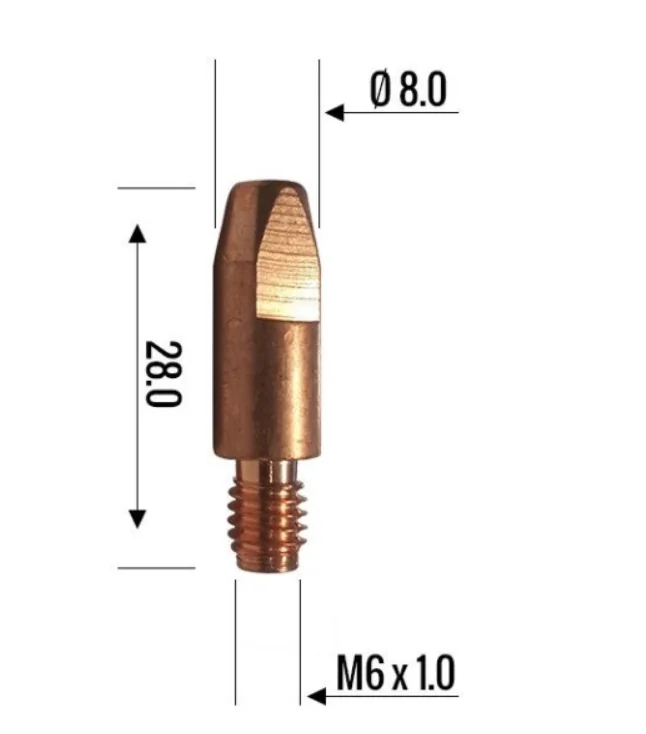 Binzel Contact Tip 1.0mm M8 140.0313 — front view — ABICOR BINZEL — Welding Consumables & Spare Parts