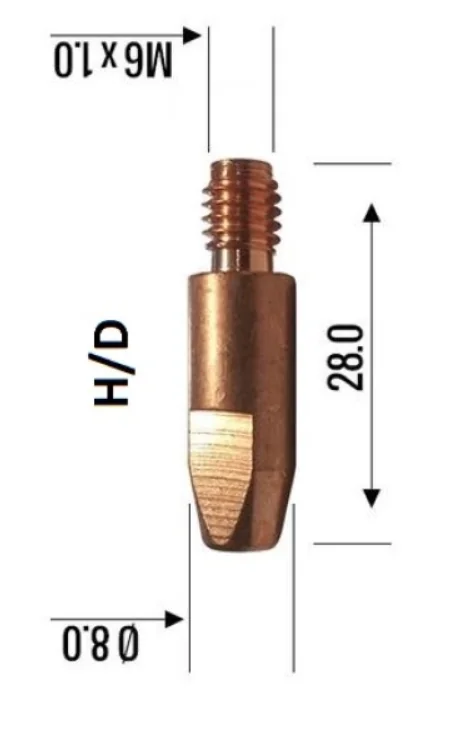 Binzel Contact Tip 1.2mm M6 140.0379 — front view — ABICOR BINZEL — Welding Consumables & Spare Parts