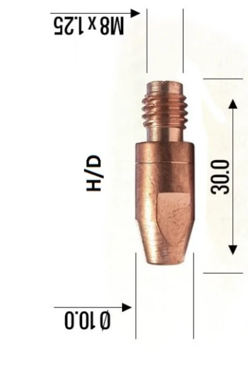 Binzel Contact Tip 1.2mm M8 H/D 140.0445 — front view — ABICOR BINZEL — Welding Consumables & Spare Parts