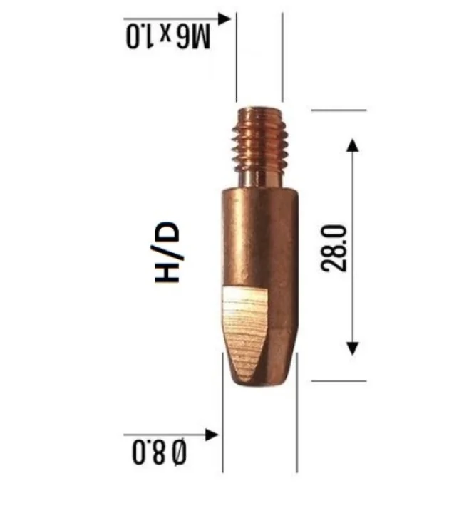 Binzel Contact Tip 1.4mm M8 H/D 140.0536 — front view — ABICOR BINZEL — Welding Consumables & Spare Parts