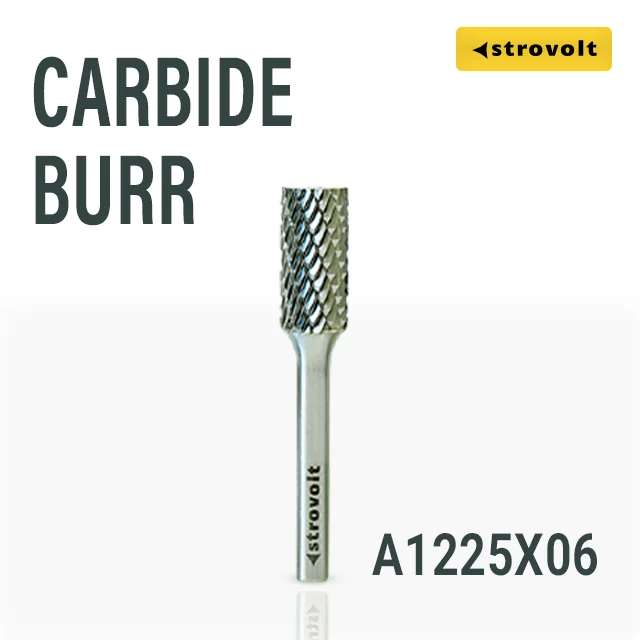 Strovolt Premium Tungsten Carbide Burr Shape A (Cylindrical) 12mm x 25mm 6mm Shank Double Cut Rotary File Part No: CB35A1225 - strovolt - SKU: CB35A1225