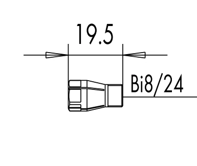 ABICOR BINZEL collet body for welding torch, cylindrical metal component with threaded end