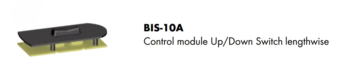 ABICOR BINZEL control module BIS-10A Up/Down switch lengthwise, gray and black industrial switch with lengthwise orientation