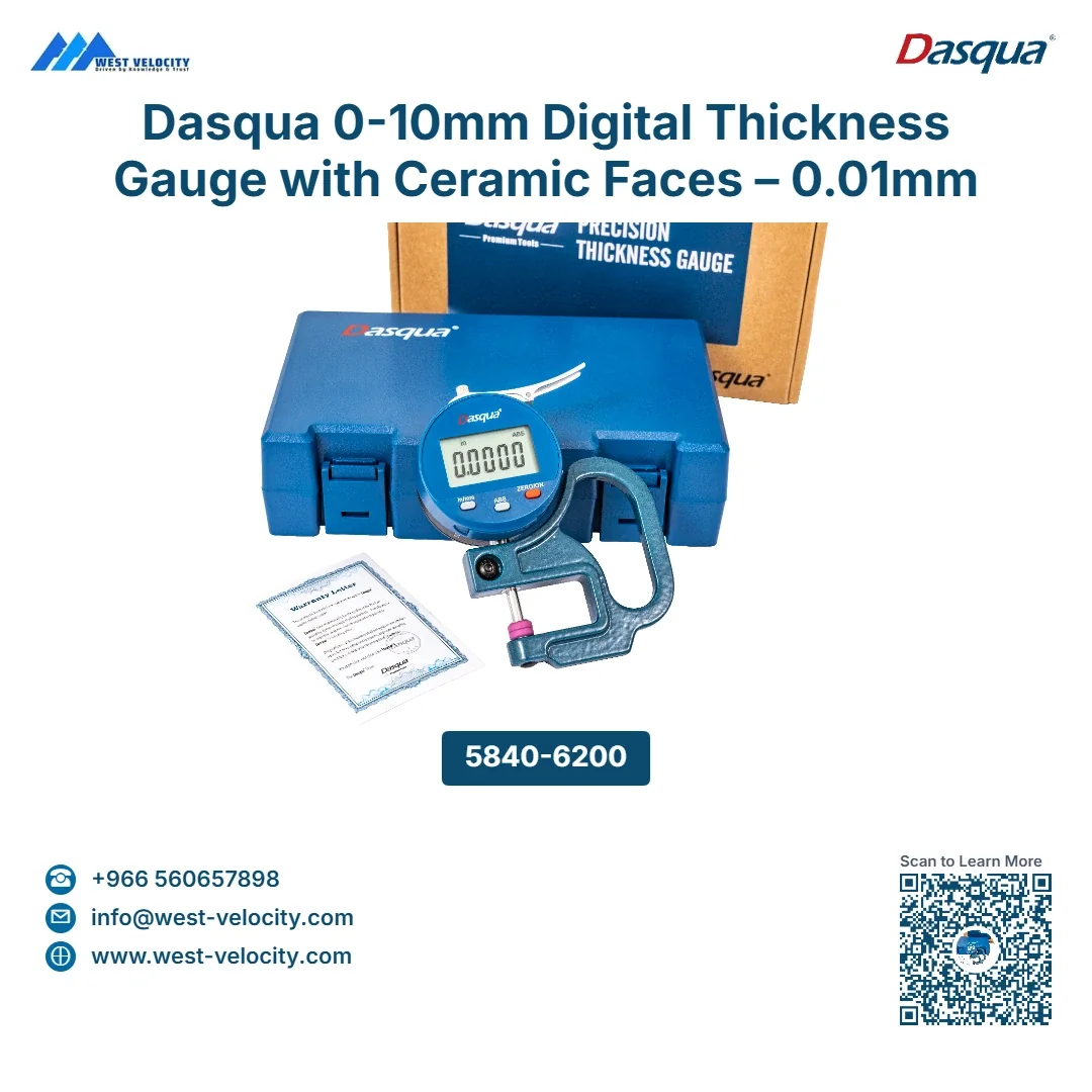 Dasqua 0-10mm Digital Thickness Gauge with Ceramic Faces – 0.01mm Resolution - Dasqua - SKU: 5840-6200 - Available in Saudi Arabia