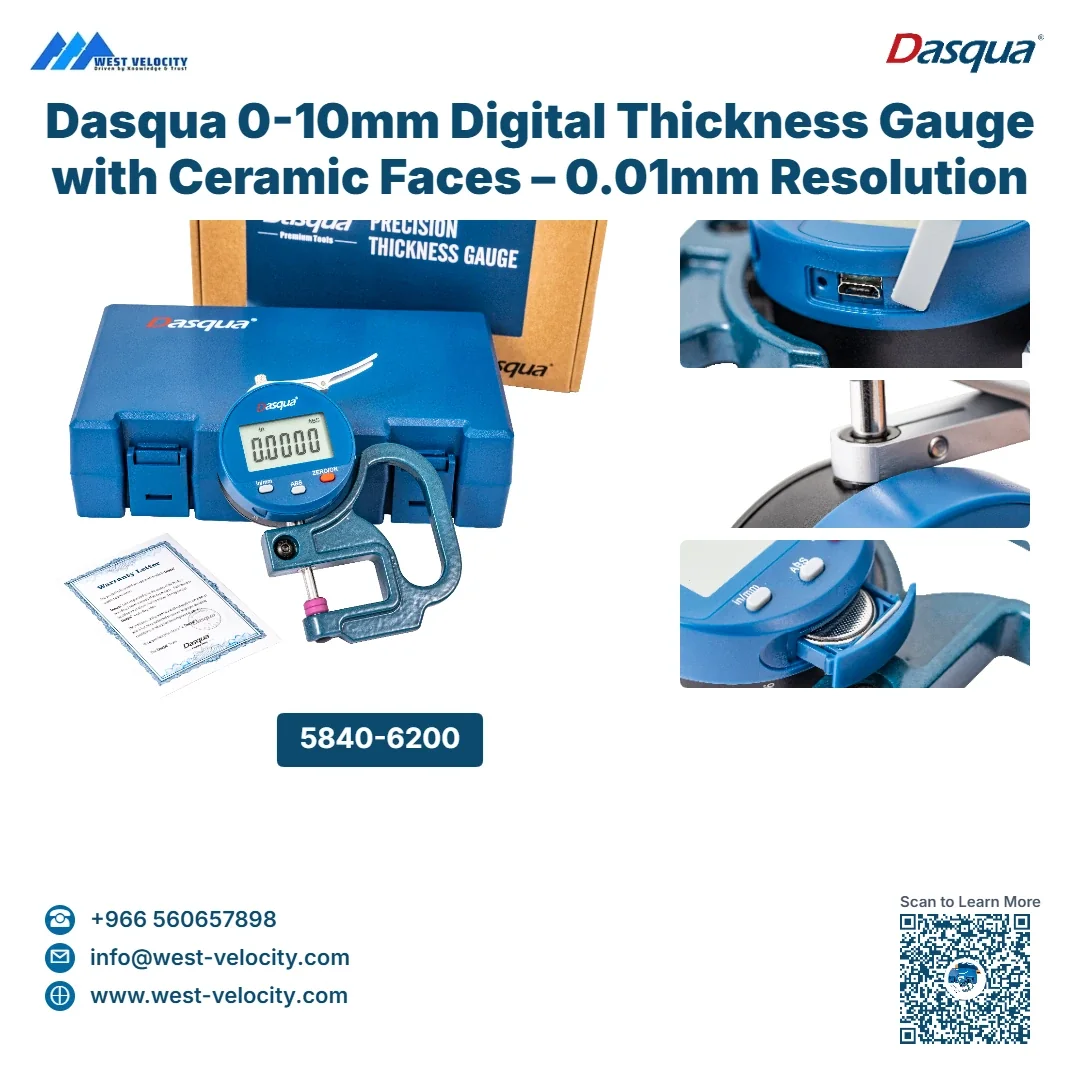 Dasqua 0-10mm Digital Thickness Gauge with Ceramic Faces – 0.01mm Resolution - Dasqua - SKU: 5840-6200 - Available in Saudi Arabia