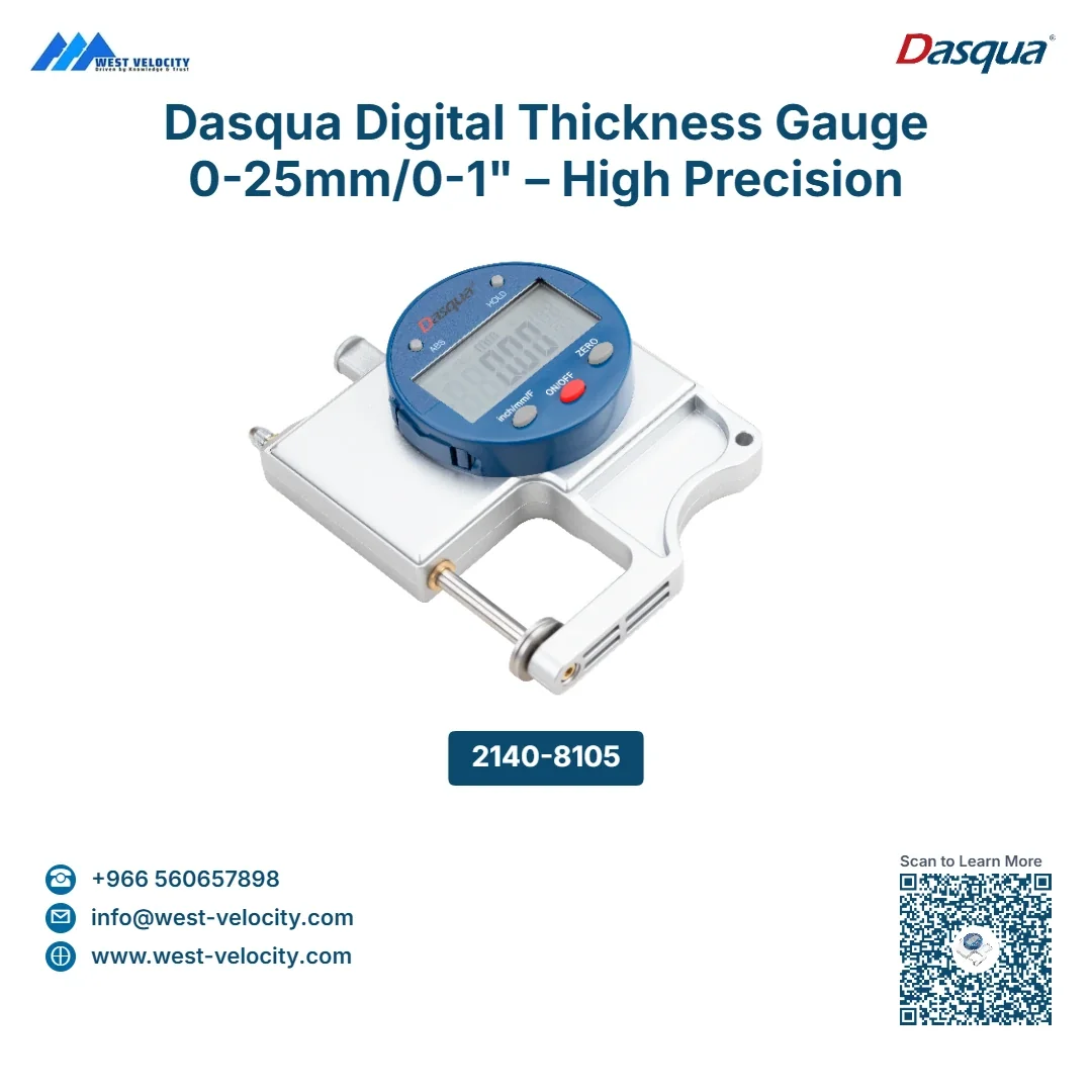 Dasqua Digital Thickness Gauge 0-25mm/0-1" – High Precision Electronic Caliper with LCD Display - Dasqua - SKU: 2140-8105 - Available in Saudi Arabia