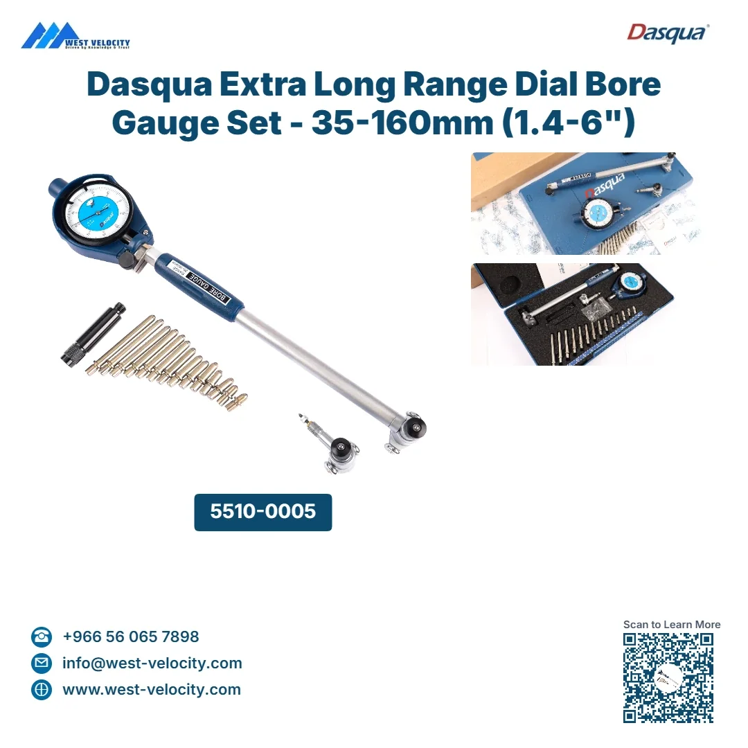 Dasqua Extra Long Range Dial Bore Gauge Set - 35-160mm (1.4-6") Precision Internal Measurement — side view — Dasqua — Measuring and Layout Tool — Saudi Arabia