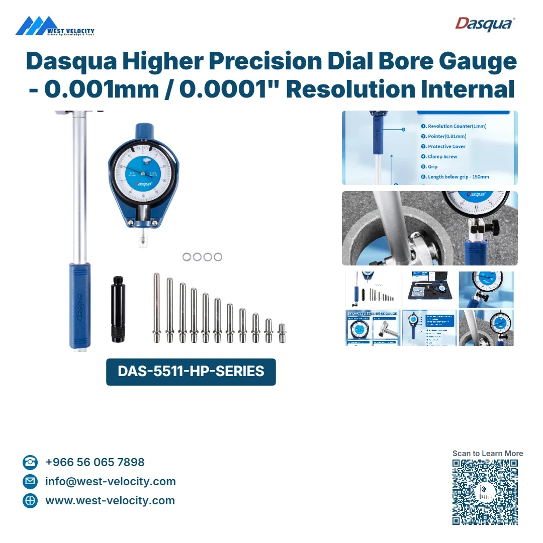 Dasqua Higher Precision Dial Bore Gauge - 0.001mm / 0.0001" Resolution Internal Measuring Tool - Dasqua - SKU: 5511-1130