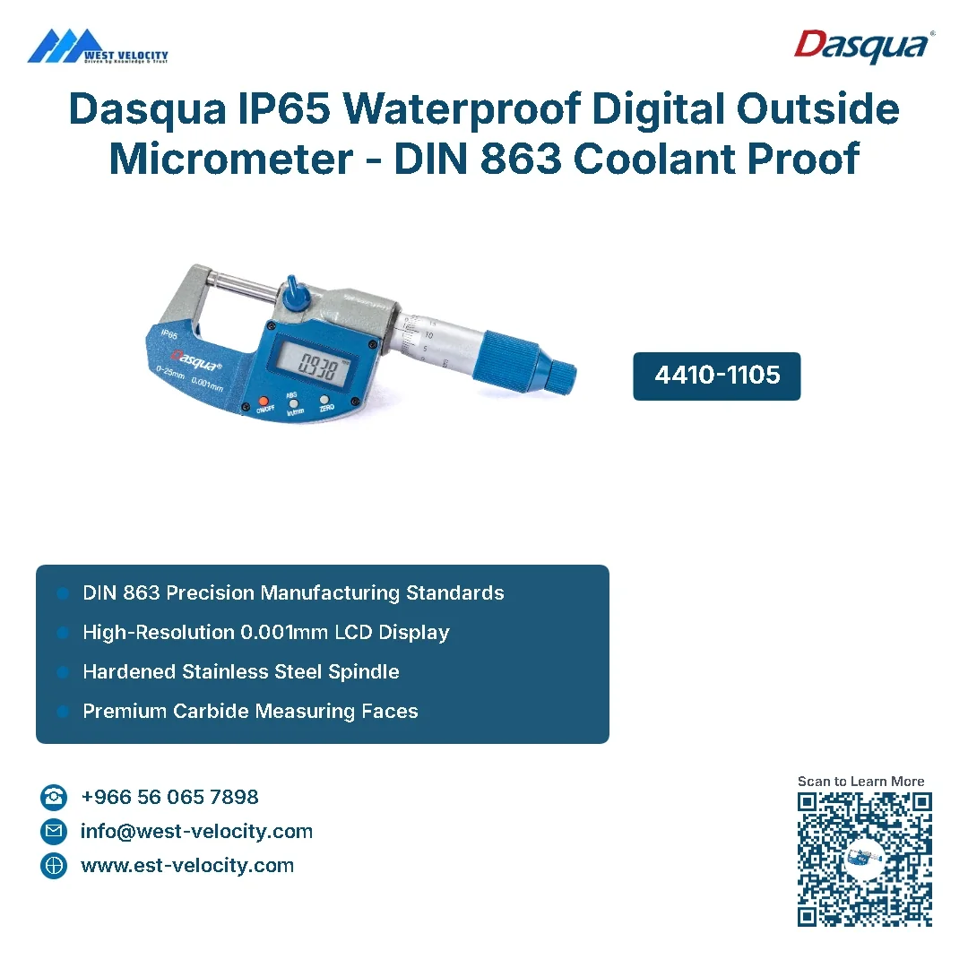 Dasqua IP65 Waterproof Digital Micrometer (0-25mm / 0-1") - Dasqua - SKU: 4410-1105-A