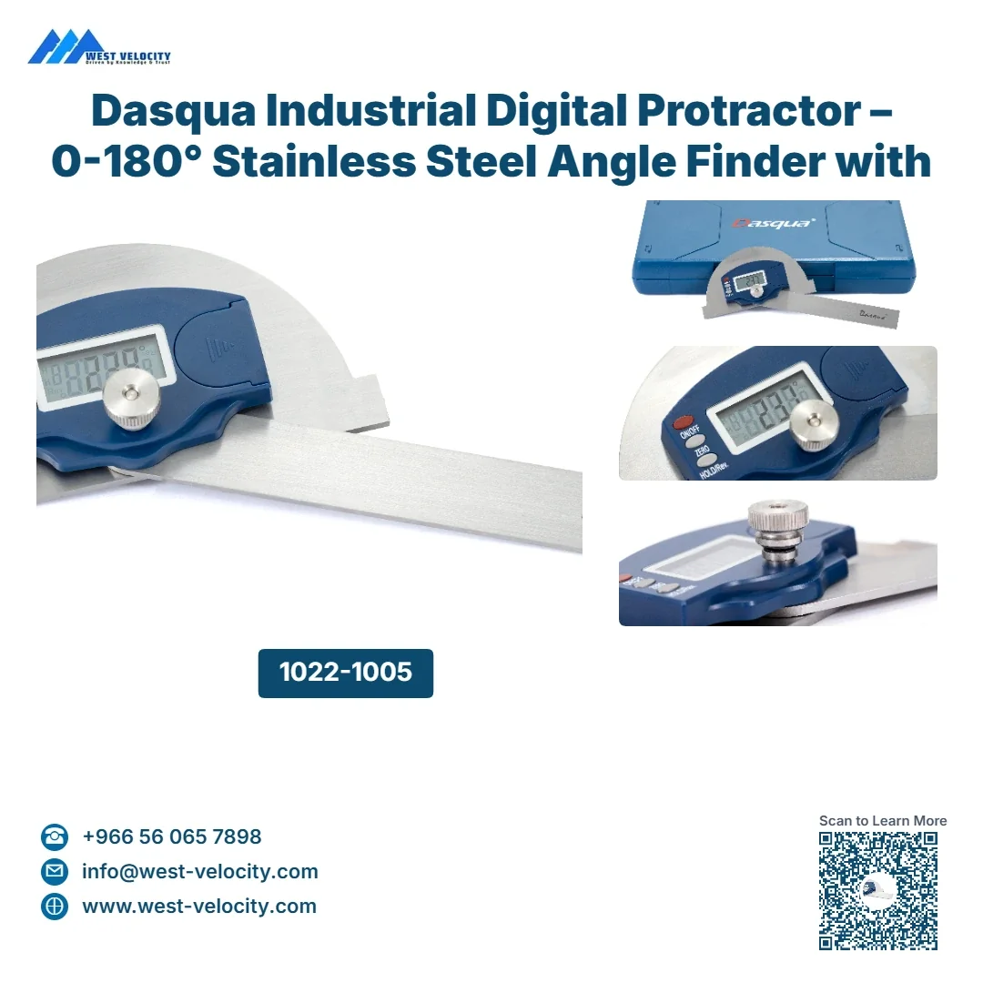 Dasqua Industrial Digital Protractor – 0-180° Stainless Steel Angle Finder with LCD Display - Dasqua - SKU: 1022-1005 - Available in Saudi Arabia