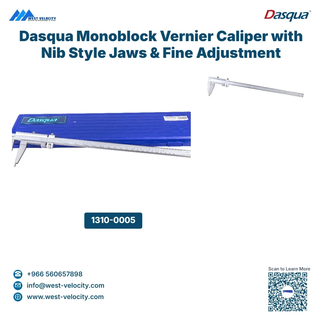 Dasqua Monoblock Vernier Caliper with Nib Style Jaws & Fine Adjustment — side view — Dasqua — Measuring and Layout Tool — Saudi Arabia