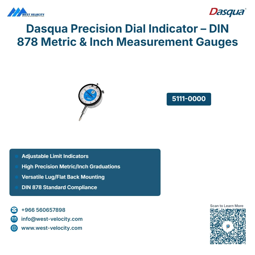 Dasqua Precision Dial Indicator – DIN 878 Metric & Inch Measurement Gauges (Jeweled & Flat Back) - Dasqua - SKU: 5111-0000 - Available in Saudi Arabia
