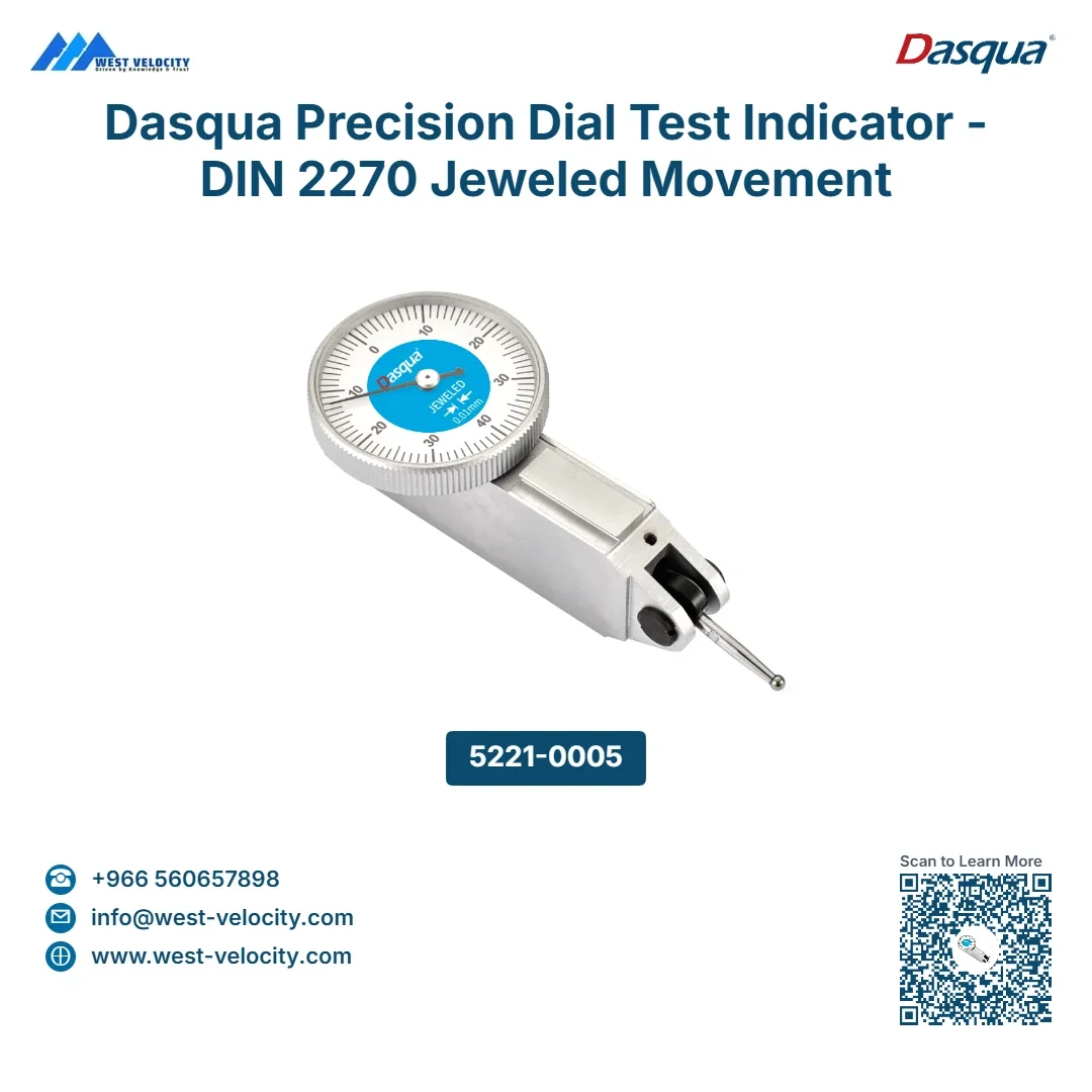Dasqua Precision Dial Test Indicator - DIN 2270 Jeweled Movement (Metric/Inch Options) - Dasqua - SKU: 5221-0005 - Available in Saudi Arabia