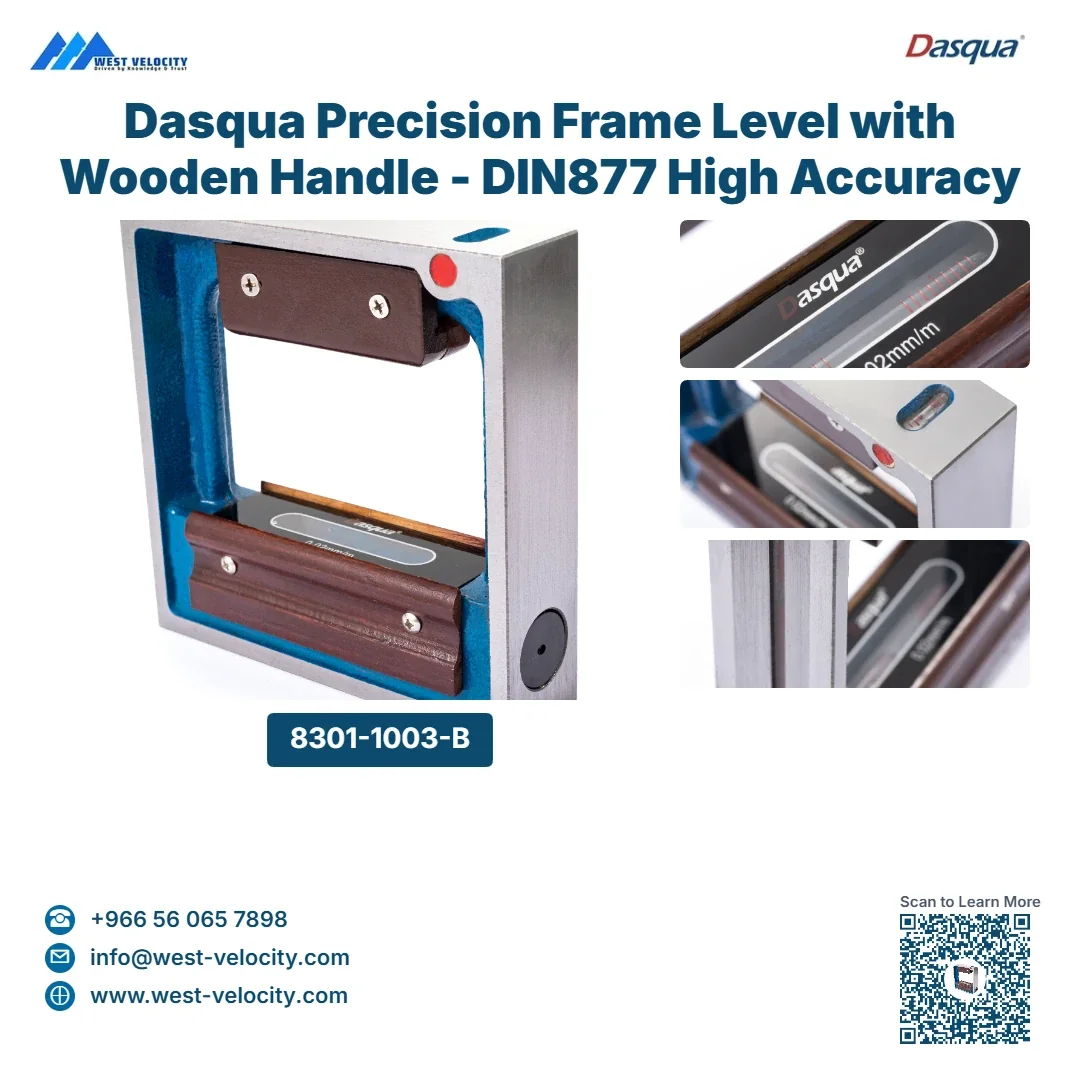 Dasqua Precision Frame Level with Wooden Handle - DIN877 High Accuracy Machinist Level - Dasqua - SKU: 8301-1003-B