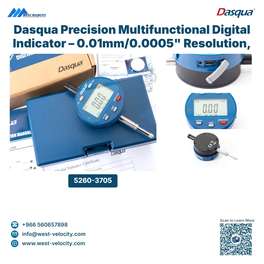 Dasqua Precision Multifunctional Digital Indicator – 0.01mm/0.0005" Resolution, Alloy Aluminum Housing - Dasqua - SKU: 5260-3705 - Available in Saudi Arabia