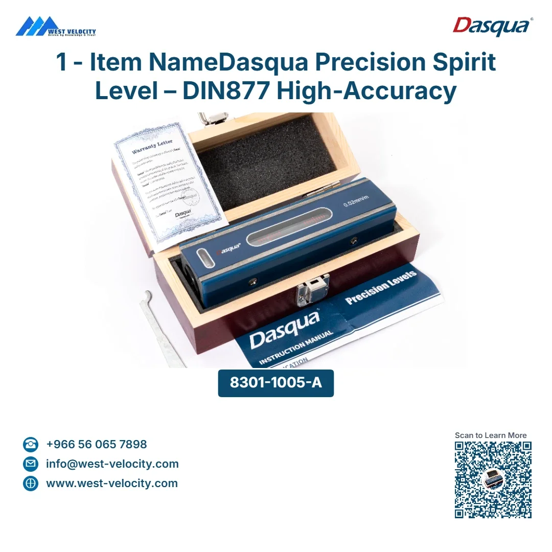 Dasqua Precision Spirit Level – DIN877 High-Accuracy Machinist Level with V-Groove Base - Dasqua - SKU: 8301-1005-A - Available in Saudi Arabia