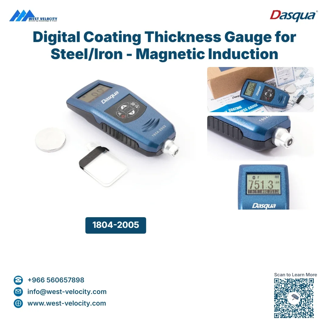 Digital Coating Thickness Gauge for Steel/Iron - Magnetic Induction (0-1250μm) - Dasqua - SKU: 1804-2005
