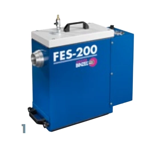 ABICOR BINZEL Fume Extraction System FES-200 for 230V power supply, showing main unit with filters and extraction arm