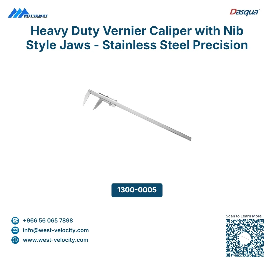 Heavy Duty Vernier Caliper with Nib Style Jaws - Stainless Steel Precision Measuring Gauge - Dasqua - SKU: 1300-0005