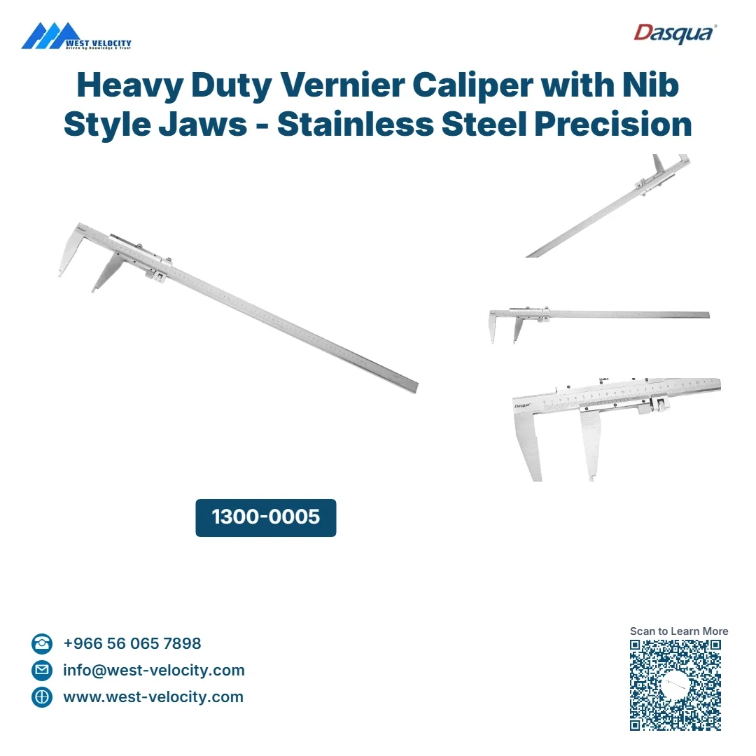 Heavy Duty Vernier Caliper with Nib Style Jaws - Stainless Steel Precision Measuring Gauge - Dasqua - SKU: 1300-0005