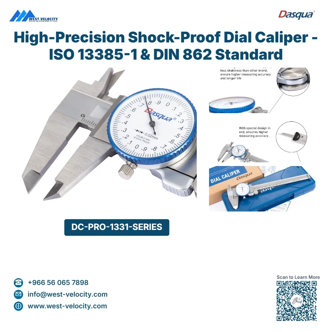 High-Precision Shock-Proof Dial Caliper - ISO 13385-1 & DIN 862 Standard - Dasqua - SKU: 1331-2115-A
