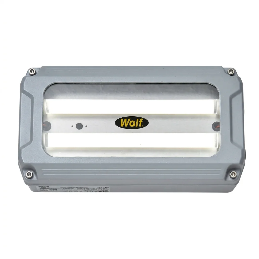 LBX BULKHEAD — front view — Wolf Safety — Installed ATEX Lighting