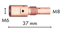 MB EVO PRO 15 / 25 — gas nozzle / contact tip holder (M6) — front view — ABICOR BINZEL — Welding Torch Wear Parts & Spares