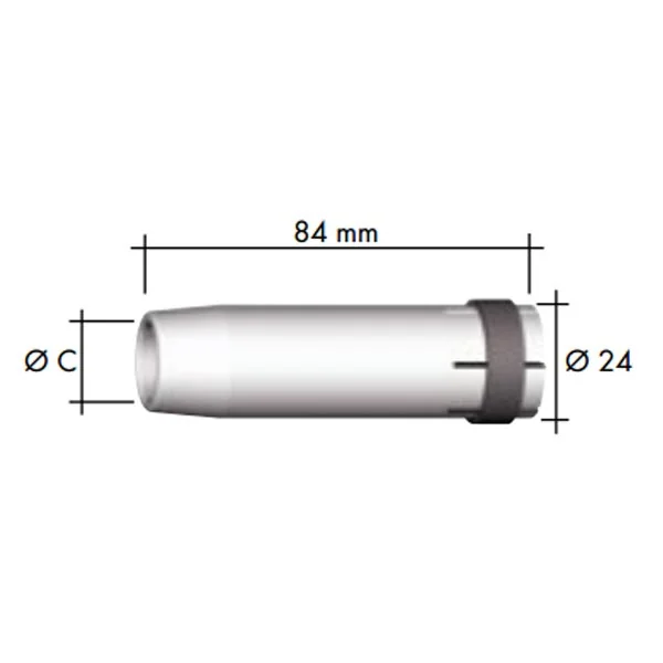 MB EVO PRO 24 / 26 / 36 — gas nozzle cylindrical (10 pcs.) (Ø 17 for PRO 24) — front view — ABICOR BINZEL — Welding Torch Wear Parts & Spares