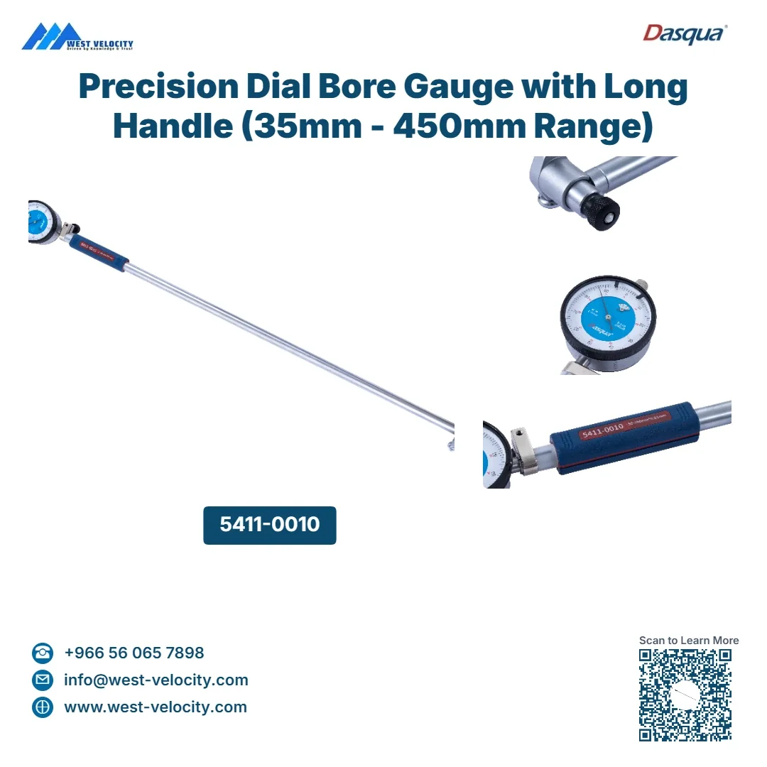 Precision Dial Bore Gauge with Long Handle (35mm - 450mm Range) - Dasqua - SKU: 5411-0010
