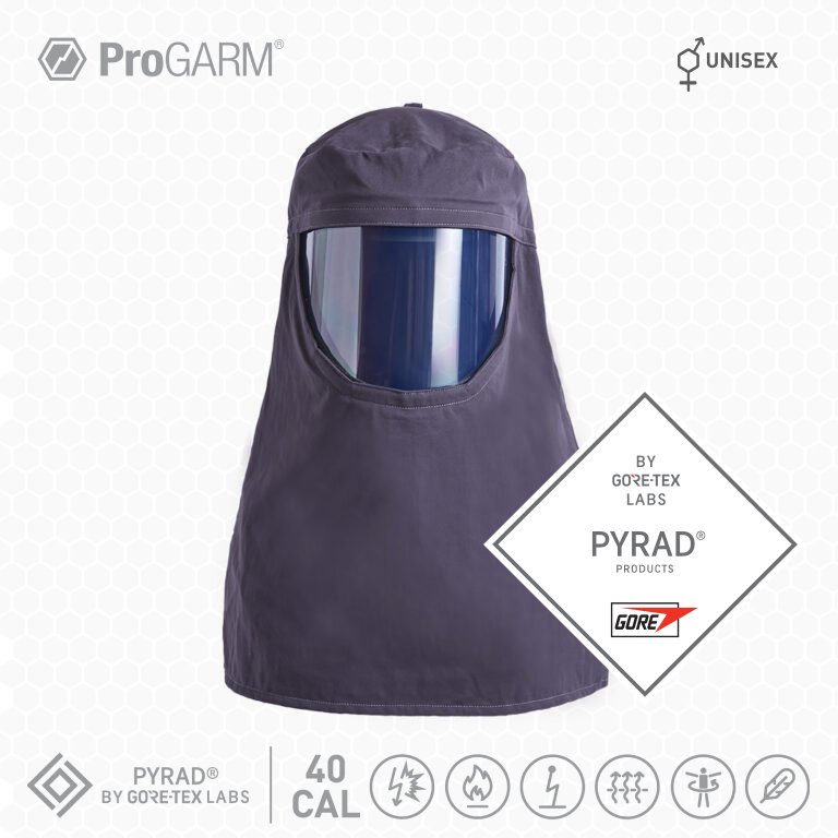 ProGARM 9501 ARC 4 Switching Hood GORE-TEX PYRAD (40 cal/APC 2) - front view - ProGARM arc flash clothing Saudi Arabia