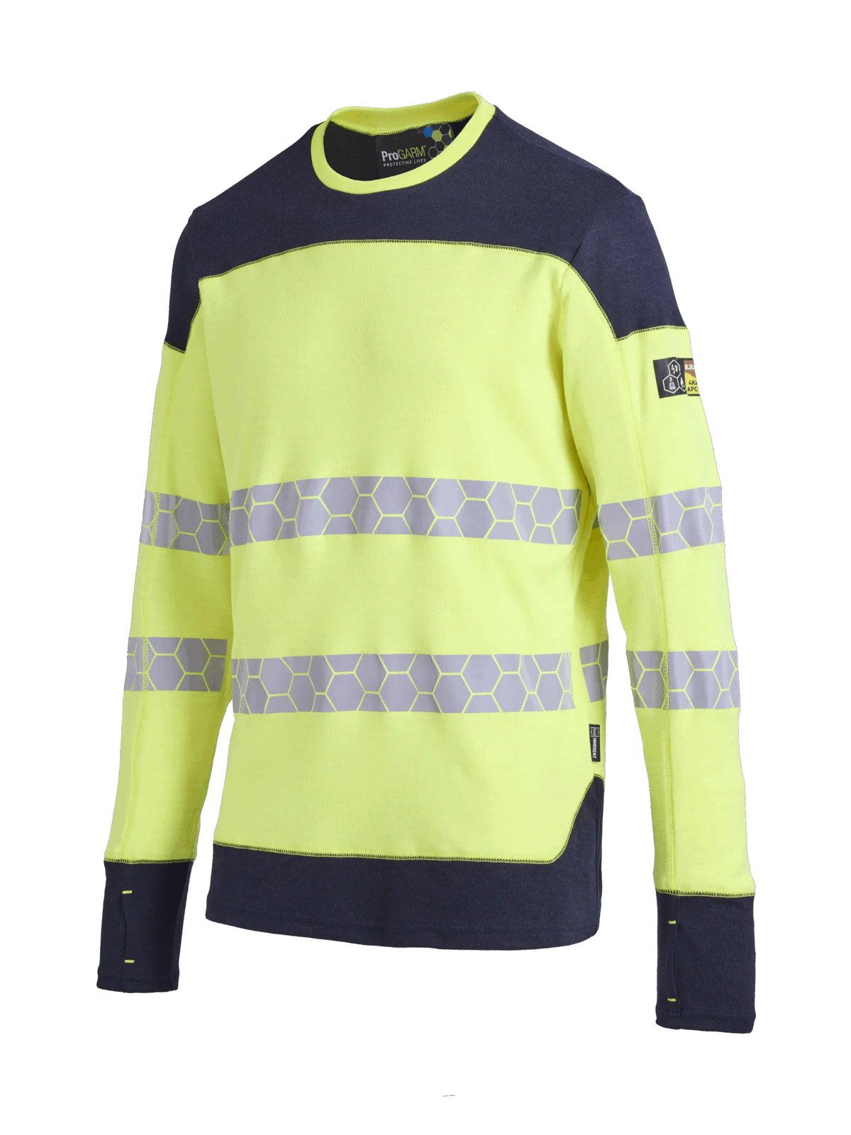 ProGARM TS259 Hi-Vis Yellow Long Sleeved Arc Flash Female T-Shirt (8.3 cal/APC 1) - front view - ProGARM arc flash clothing Saudi Arabia