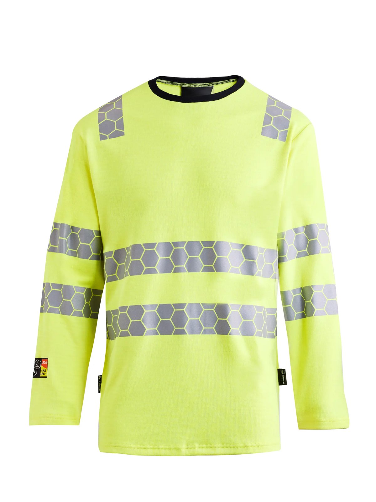 ProGARM TS270M Hi-Vis Arc Rated Yellow Long Sleeved T-Shirt (8.3 cal/APC 1) - front view - ProGARM arc flash clothing Saudi Arabia