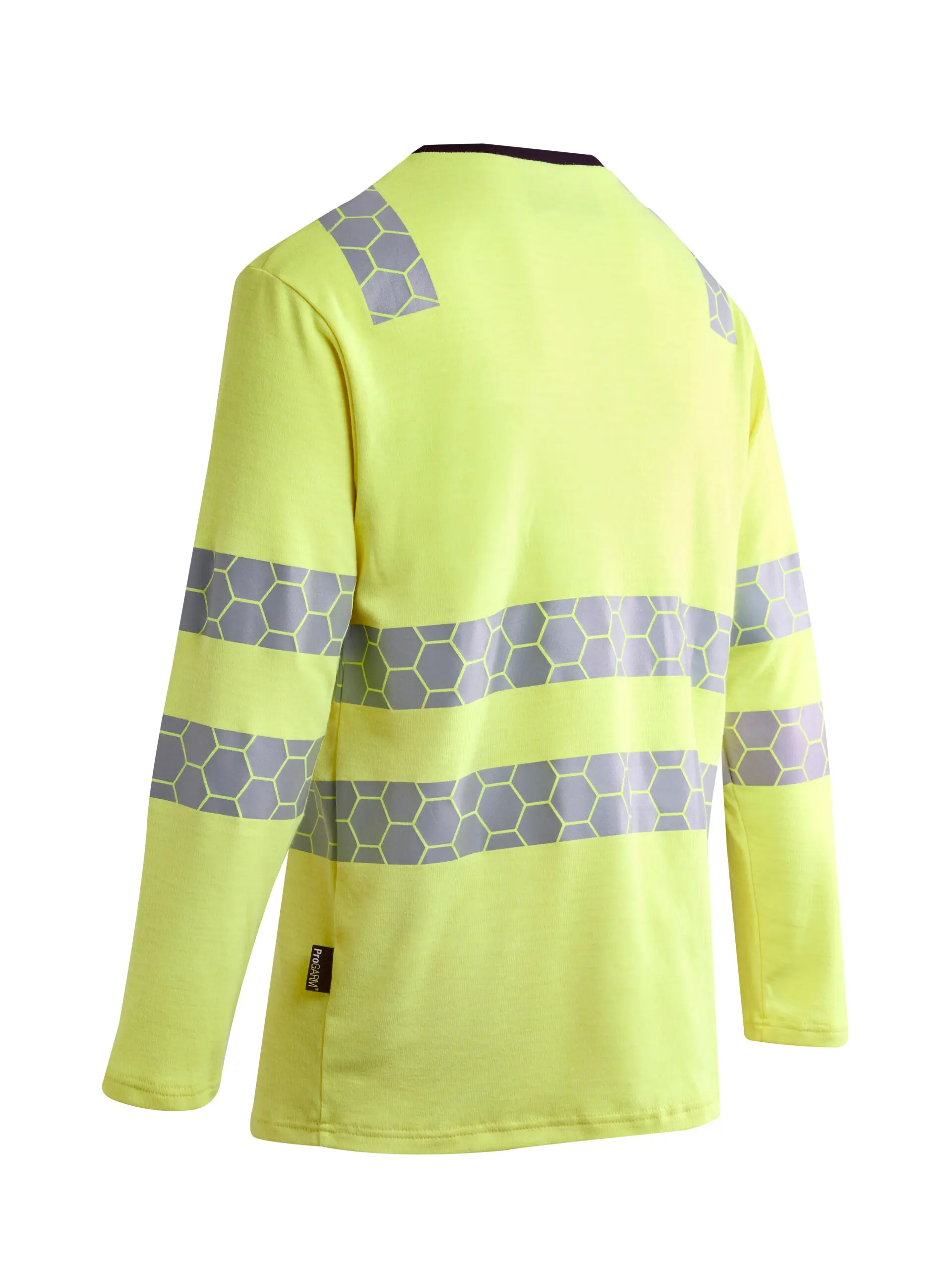ProGARM TS270M Hi-Vis Arc Rated Yellow Long Sleeved T-Shirt (8.3 cal/APC 1) - back view - ProGARM arc flash clothing Saudi Arabia