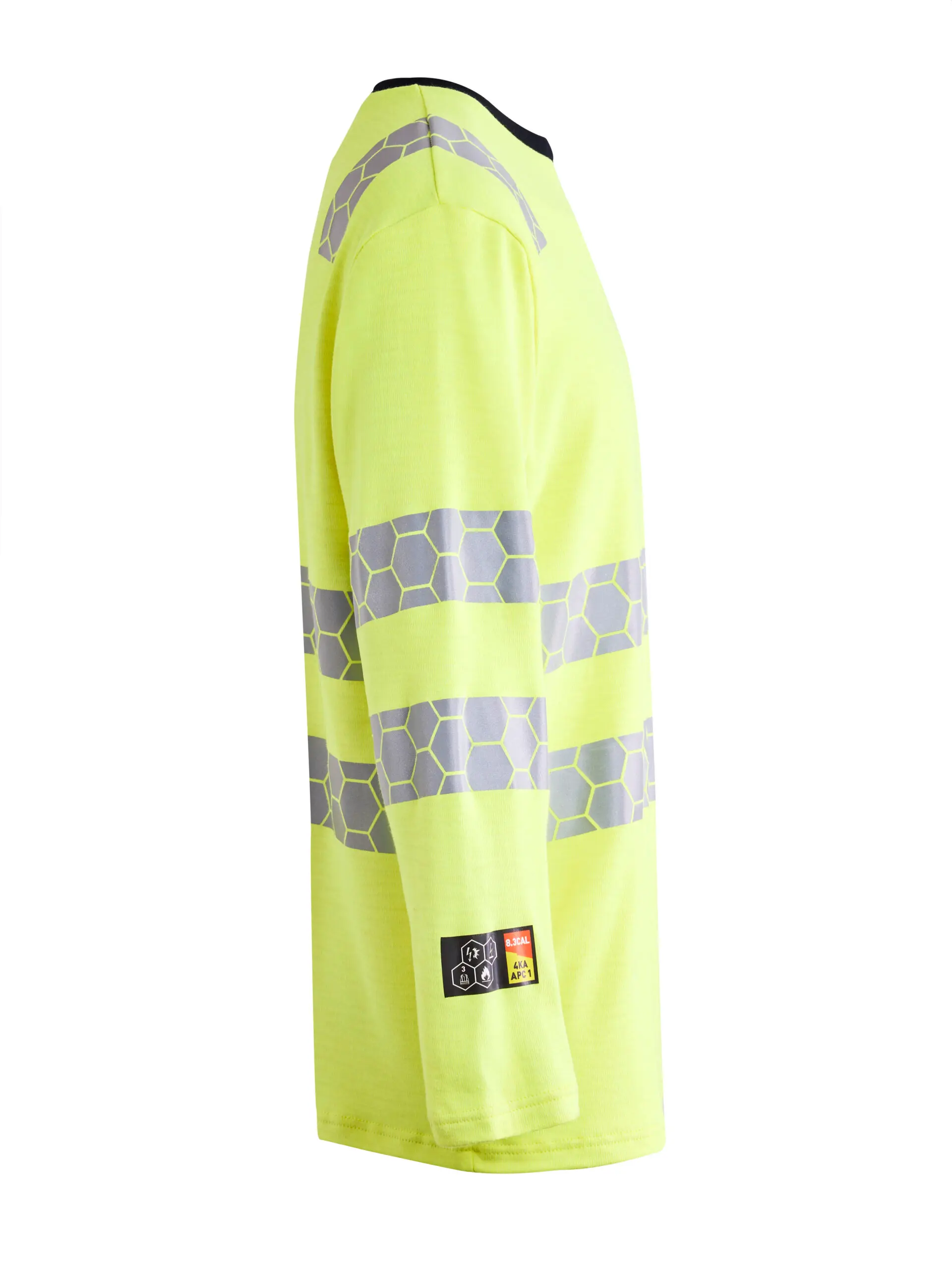ProGARM TS270M Hi-Vis Arc Rated Yellow Long Sleeved T-Shirt (8.3 cal/APC 1) - detail view - ProGARM arc flash clothing Saudi Arabia