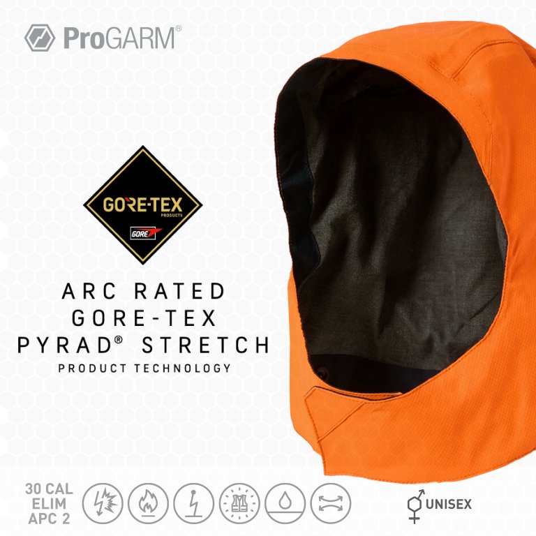 ProGARM WH240H GORE-TEX PYRAD Stretch helmet size hood (30 cal/APC 2) - front view - ProGARM arc flash clothing Saudi Arabia