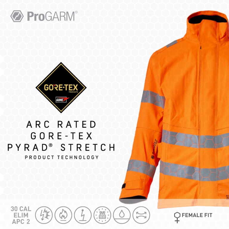 ProGARM WJ240F Female GORE-TEX PYRAD Stretch Jacket (30 cal/APC 2) - front view - ProGARM arc flash clothing Saudi Arabia