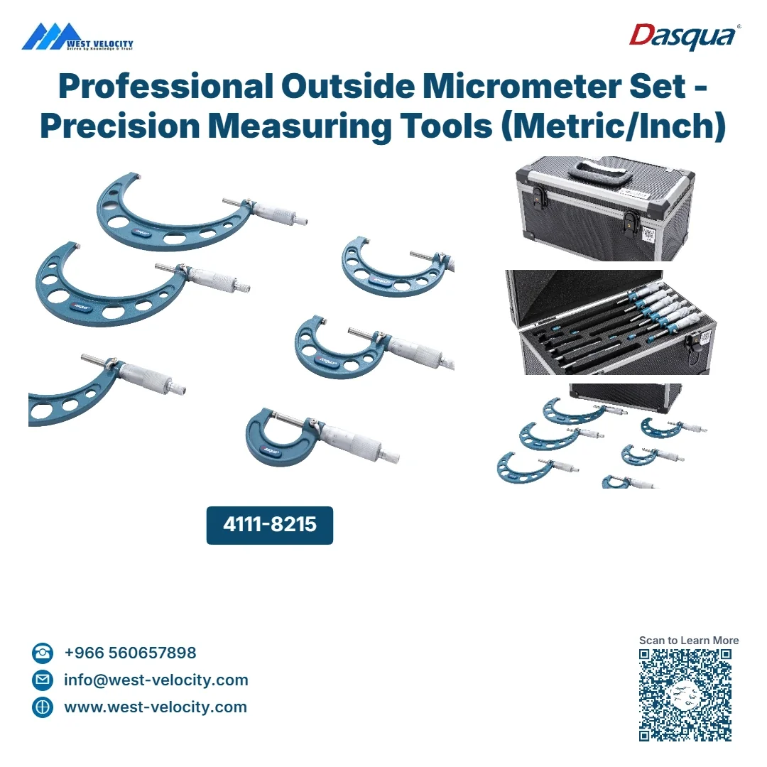 Professional Outside Micrometer Set - Precision Measuring Tools (Metric/Inch) - DIN 863 Standard - Dasqua - SKU: 4111-8215 - Available in Saudi Arabia