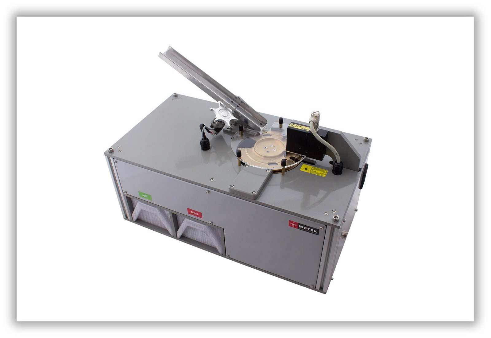 RIFTEK Flat Washer (Spacer) Thickness Measurement System — front view — RIFTEK — Laser Measurement Systems